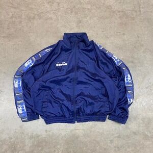 Vinatge Blue and white Diadora windbreaker jacket Size S